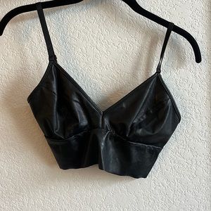 Black pleather crop top/bralette